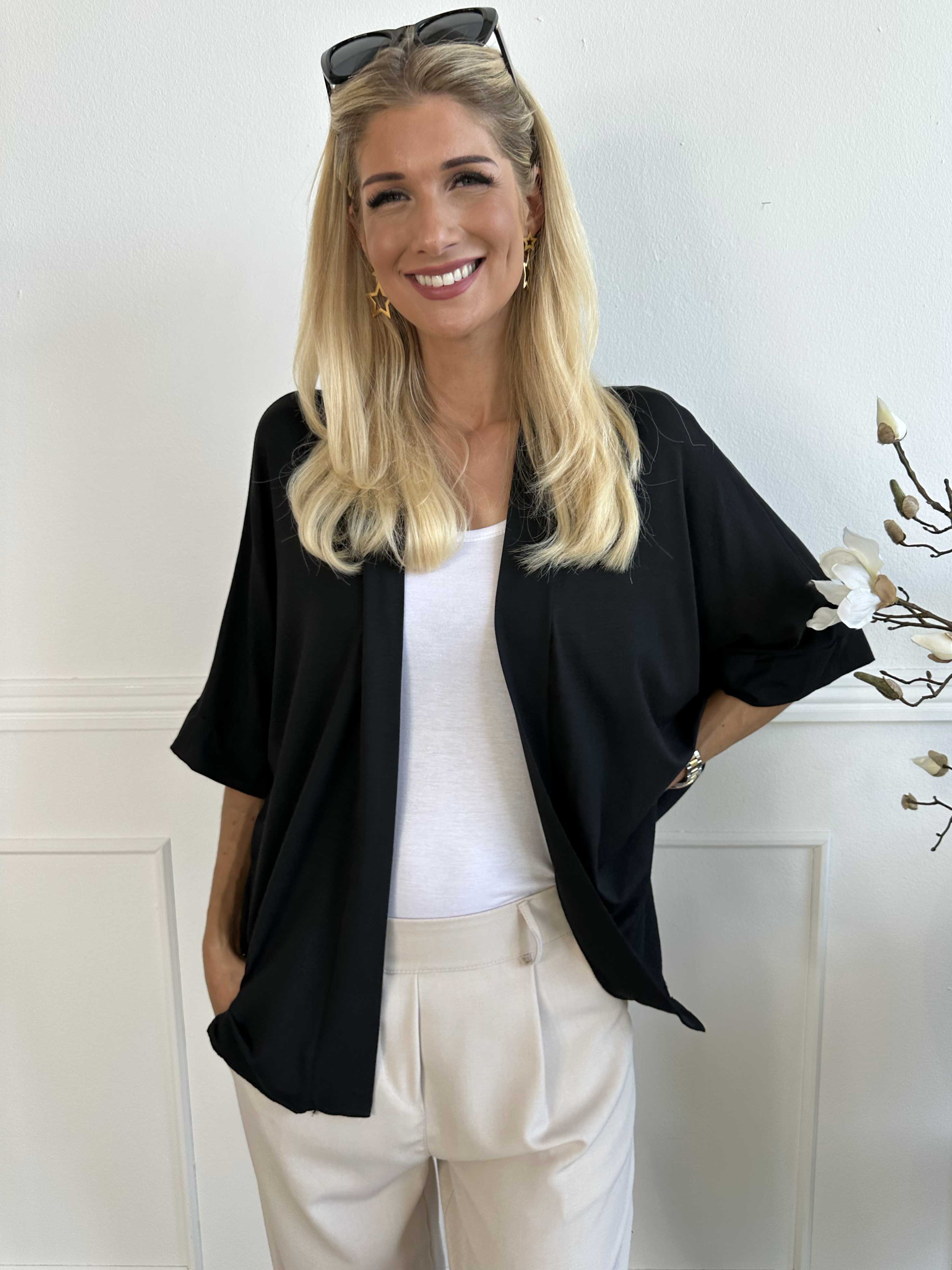 Mimi - Kort ensfarvet cardigan i viskose